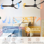 56" Black&Brown Ceiling Fan Remote Control 3 ABS Blades Timer CF-5602