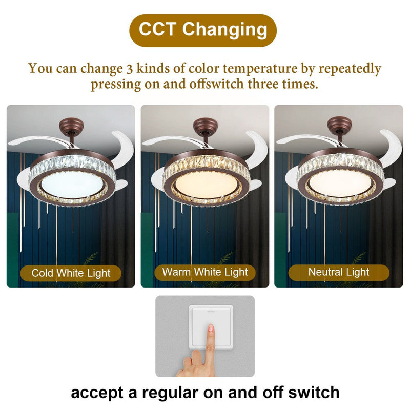 Windora Calista 42" Antique Bronze Crystal Chandelier DC Ceiling Fan w/ 3CCT LED Remote Control - image 6