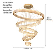 Helix 5-Ring Dimmable Crystal Chandelier – Gold Finish - image 5