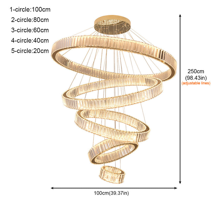 Helix 5-Ring Dimmable Crystal Chandelier – Gold Finish - image 5