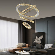 Malara 4-Ring Dimmable Crystal Chandelier – Silver Finish - image 3
