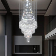 High Ceiling Crystal Chandelier Raindrop Staircase Chandelier CL-LRC