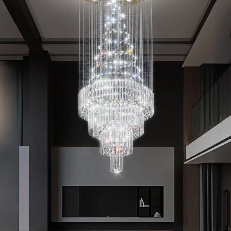 High Ceiling Crystal Chandelier Raindrop Staircase Chandelier CL-LRC