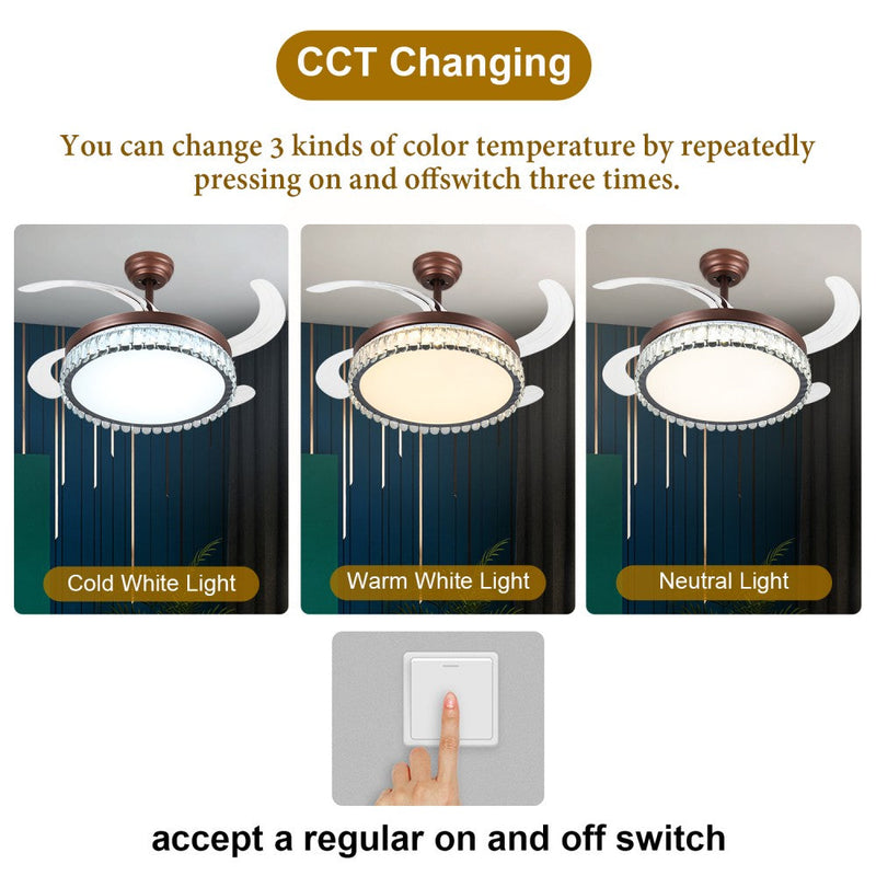Windora Thalia 42" Antique Bronze Crystal Chandelier DC Ceiling Fan w/ 3CCT LED Remote - image 6