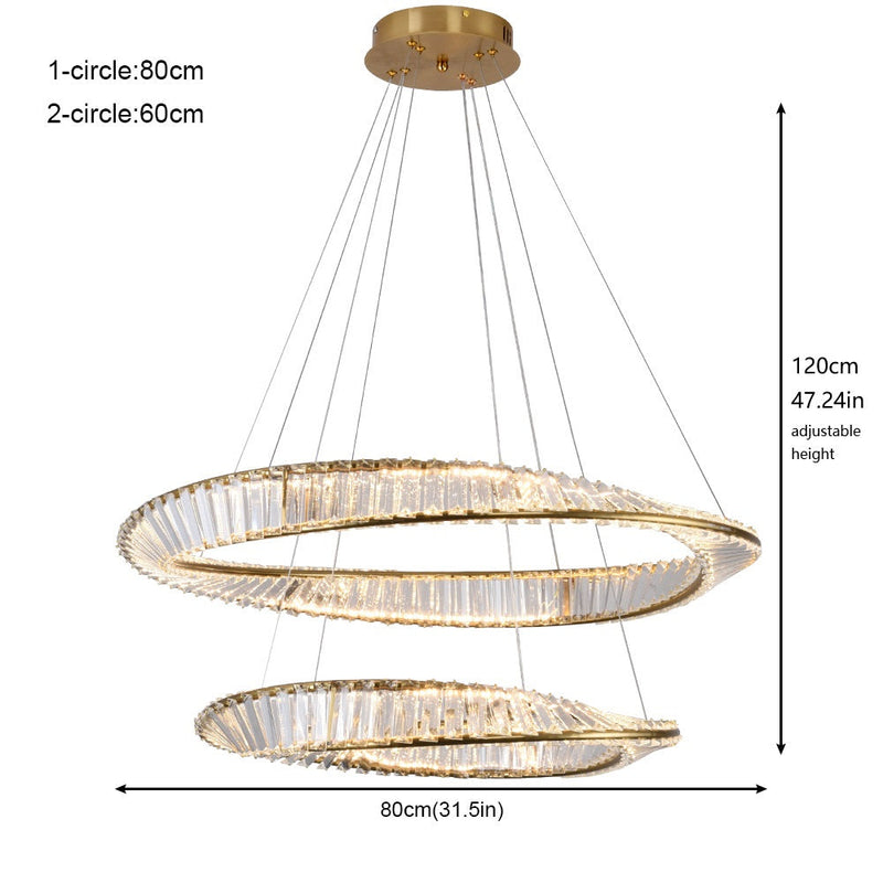 Vela Twin Ring Crystal Chandelier – Gold Finish - image 5
