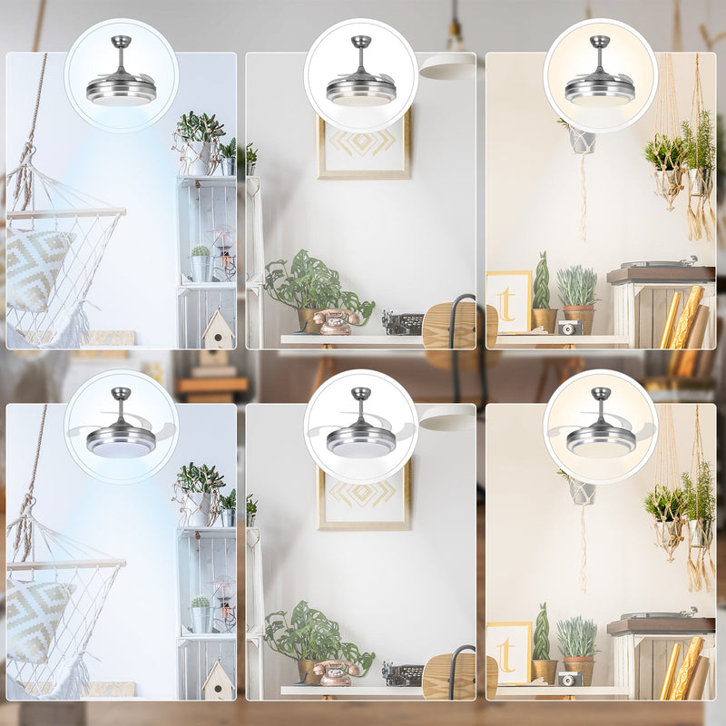 Silver Ceiling Fan with Light 42'' Fan with Remote Control CF-4201