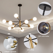 Sputnik Chandelier 12 Light Modern Pendant 3 Color Ceiling Light CL-HWGC12