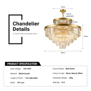 18 Light 2 Tier Cake Crystal Chandelier K9 Gold 3 Colors CL-TCCG