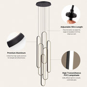 Large 6-Ring LED Chandelier Modern Dimmable Ceiling Light Foyer With Remote CL-HSL/CL-OSL