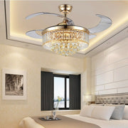 Ceiling Fan With Crystal Light 42''Vintage Gold Remote Control CF-4203