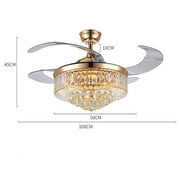 Ceiling Fan With Crystal Light 42''Vintage Gold Remote Control CF-4203