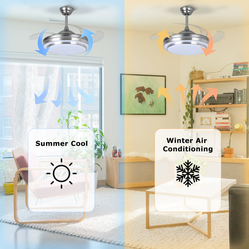 Silver Ceiling Fan with Light 42'' Fan with Remote Control CF-4201