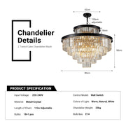 18 Light 2 Tier Cake Crystal Chandelier K9 Black 3 Colors CL-TCCB