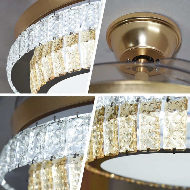 Windora Aurea 42" Gold Dual-Tone Crystal DC Ceiling Fan w/ 3CCT LED Remote Control - image 4