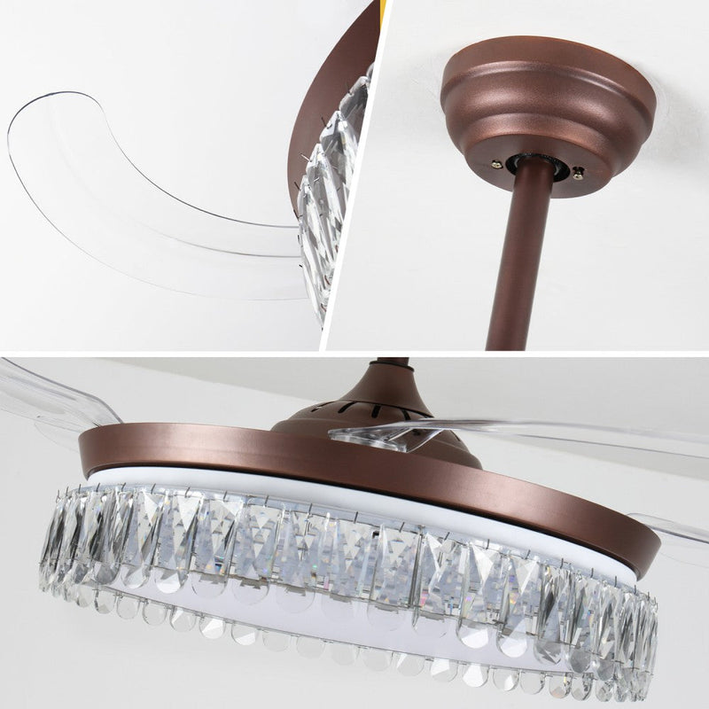Windora Thalia 42" Antique Bronze Crystal Chandelier DC Ceiling Fan w/ 3CCT LED Remote - image 5