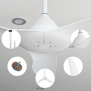 52'' Pure White Ceiling Fan Remote Reversible DC Motor Timer CF-5211
