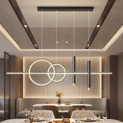 Ring Strip Mix LED Chandelier Adjustable Chain Metal Acrylic Modern Pendant Light CL-RSMC