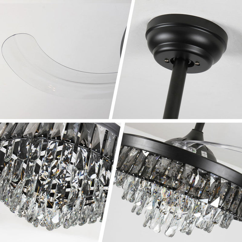 Windora Nyx 42" Black Crystal Chandelier DC Ceiling Fan w/ 3CCT LED Remote Control - image 5