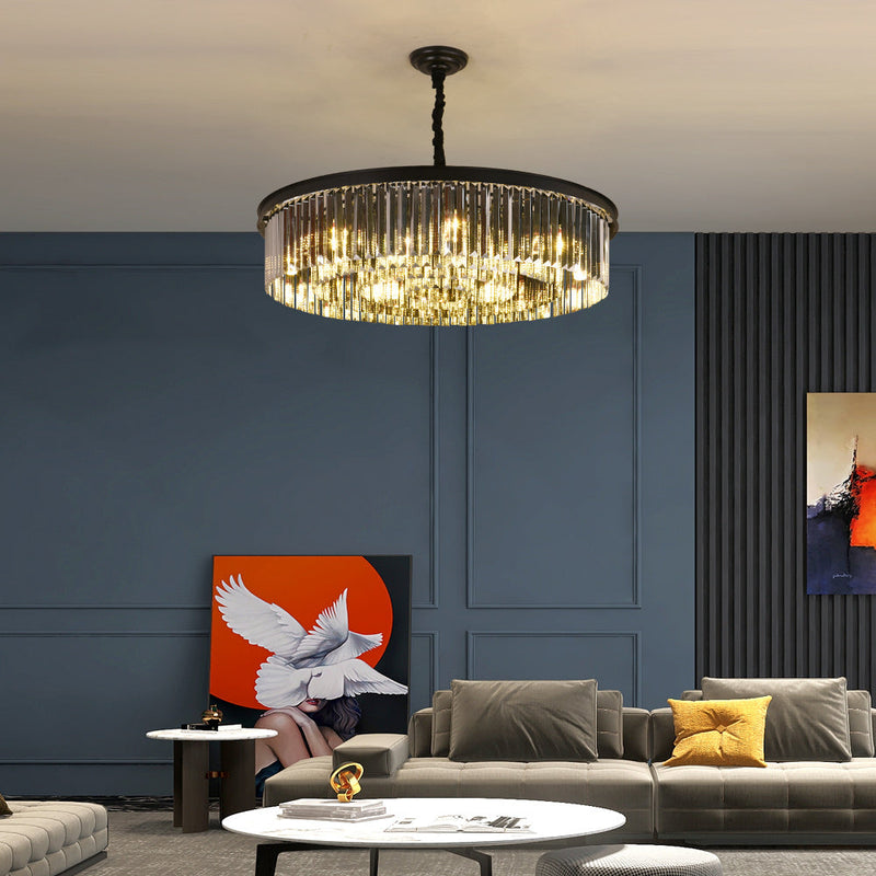 Angelo 9-Light Round Crystal Chandelier 80cm Smoke Finish - image 2