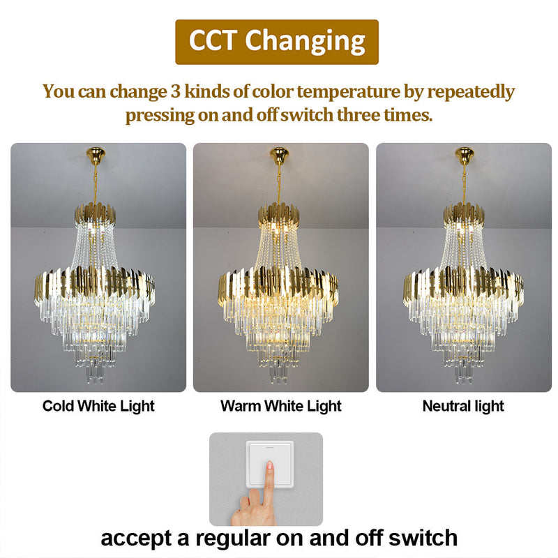 Aria 23-Light Gold Crystal Tiered Chandelier – 80cm - image 4