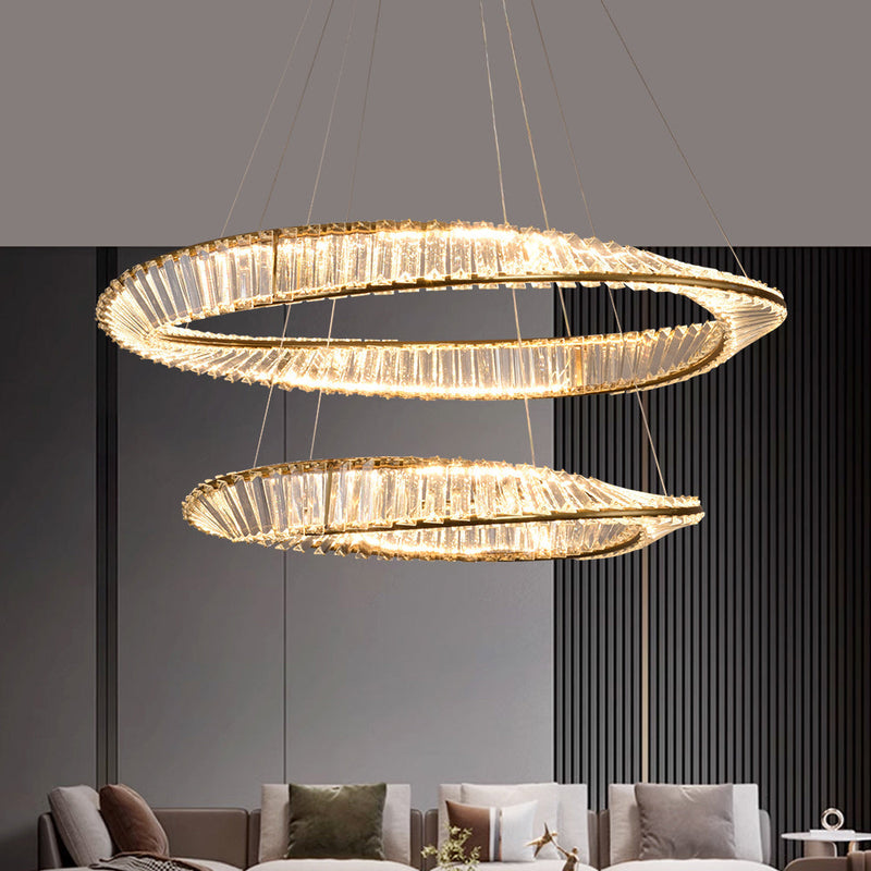 Vela Twin Ring Crystal Chandelier – Gold Finish - image 2