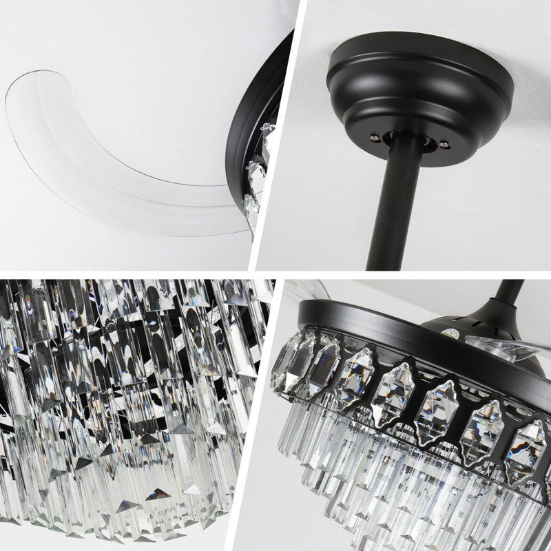 Windora Elowen 42" Black Crystal Chandelier DC Ceiling Fan w/ 3CCT LED Remote - image 4