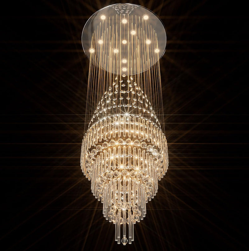 High Ceiling Crystal Chandelier Raindrop Staircase Chandelier CL-LRC