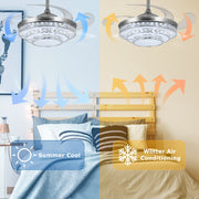 Ceiling Fan with Crystal Light 42'' Modern Silver Fan Remote CF-4202