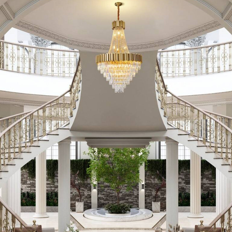 Luxury Crystal Spinning Top Chandelier Modern High Ceiling Light CL-CSTC