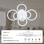 Modern LED Ceiling Light 6/8 Ring Dimmable Flush Mount Light Remote App White CL-RWT