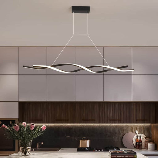 Linear Acrylic Chandeliers LED Modern Wave Black Island Light CL-DW