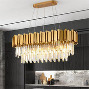 Luxury Crystal Strip Chandelier Gold Ceiling Light Lamp LED CL-CSCG
