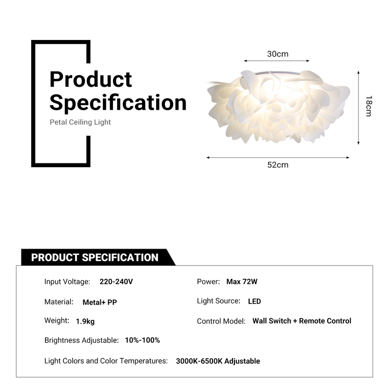52cm Cream Cloud Petal LED Ceiling Light Modern Minimalist Chandelier CL-CFL52