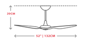 3 Wood Blades Ceiling Fan 52'' Ceiling Fan with Remote Control CF-5207