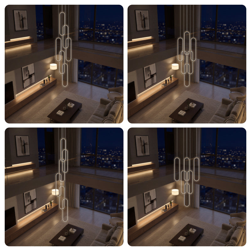 Large 6-Ring LED Chandelier Modern Dimmable Ceiling Light Foyer With Remote CL-HSL/CL-OSL