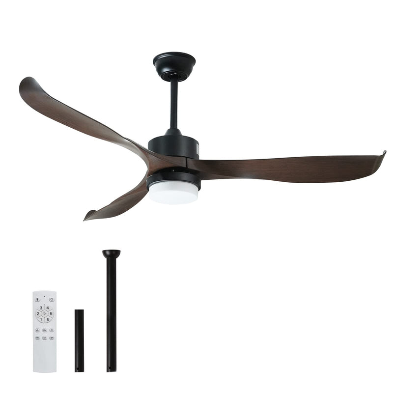56" Ceiling Fan with Light Designer Black&Brown ABS Blades CF-5601