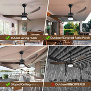 56" Ceiling Fan with Light Designer Black&Brown ABS Blades CF-5601