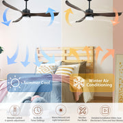 56" Ceiling Fan with Light Designer Black&Brown ABS Blades CF-5601