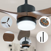 56" Ceiling Fan with Light Designer Black&Brown ABS Blades CF-5601