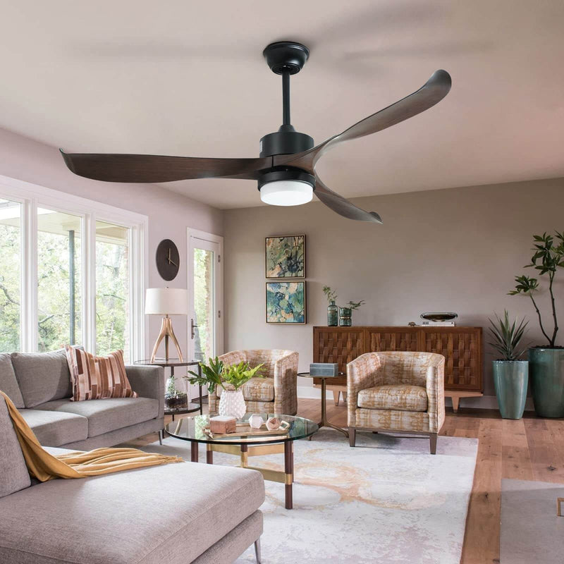 56" Ceiling Fan with Light Designer Black&Brown ABS Blades CF-5601