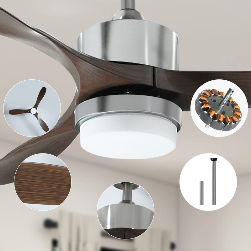 56" Ceiling Fan with Light Designer Silver&Brown ABS Blades CF-5603