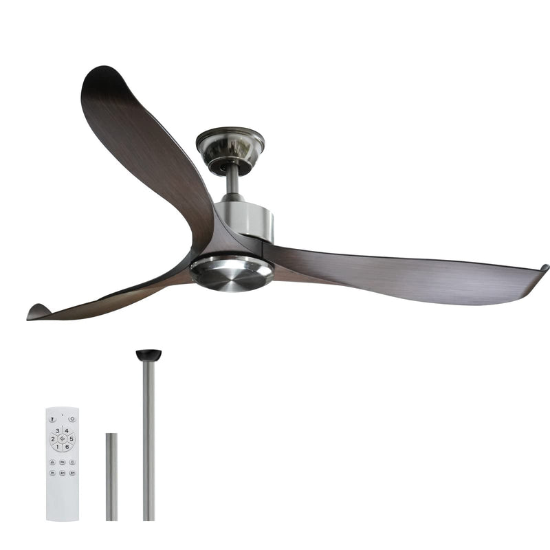 56"Silver&Brown Ceiling Fan Remote Control 3 ABS Blades Timer CF-5604