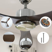 56"Silver&Brown Ceiling Fan Remote Control 3 ABS Blades Timer CF-5604