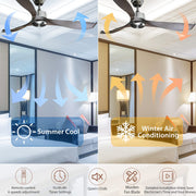 56"Silver&Brown Ceiling Fan Remote Control 3 ABS Blades Timer CF-5604
