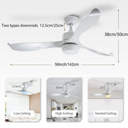 56'' Ceiling Fan with Light Designer Pure White  ABS Blades CF-5605