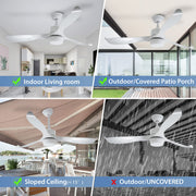 56'' Ceiling Fan with Light Designer Pure White  ABS Blades CF-5605