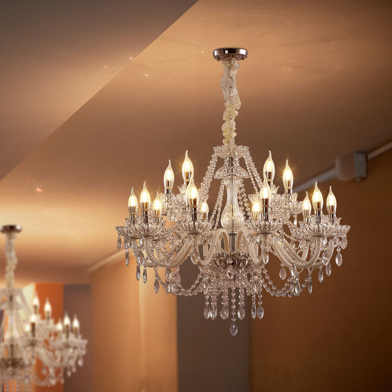 15 Lights Crystal Chandelier Large Ceiling Pendant Light CL-WCC15