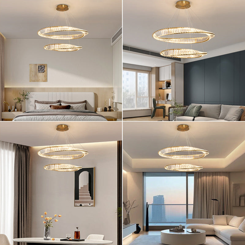 Vela Twin Ring Crystal Chandelier – Gold Finish - image 6