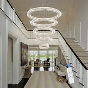 5 Rings Crystal Chandelier Modern LED Stair High Ceiling CL-5RCCS