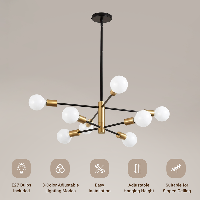 Sputnik Chandelier 8 Light Modern Pendant 3 Color Ceiling Light CL-HWGC8